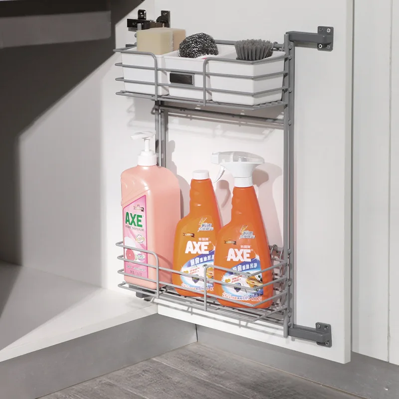 

Sink rack, kitchen, sewer storage, rack, cabinet, door panel, side installation, pull basket, regardless of left