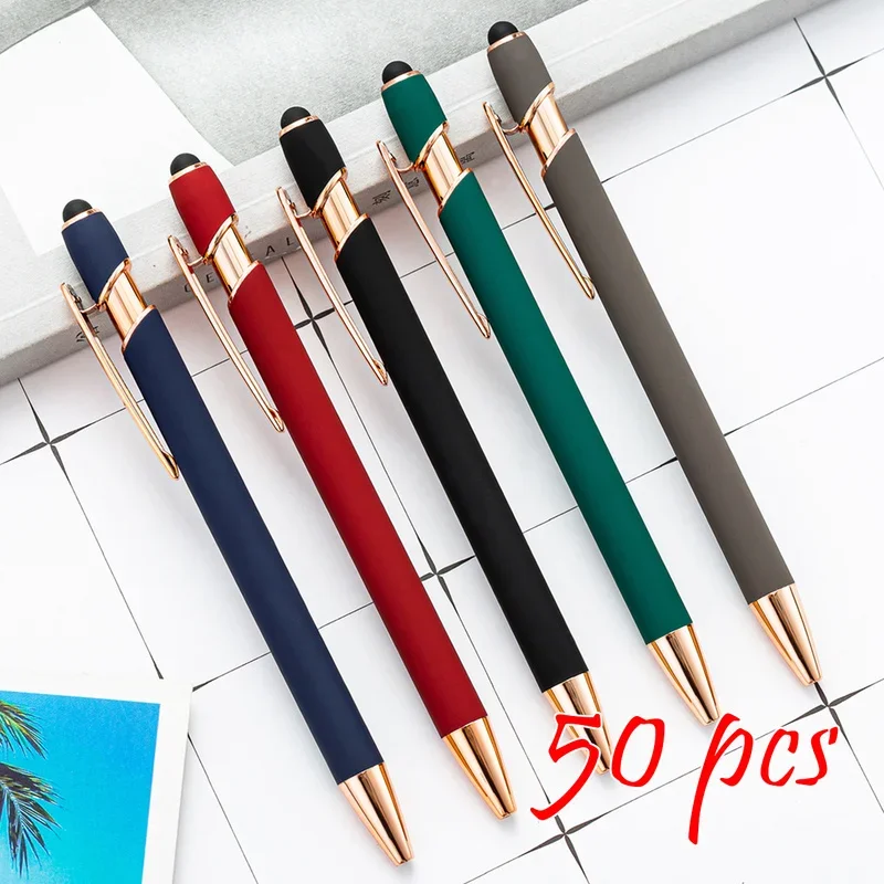 

50pcs Metal Ballpoint Pen Touch Screen Pen Office School Advertising Pen Custom Logo Text Engraving Laser Engraving Custom Pen