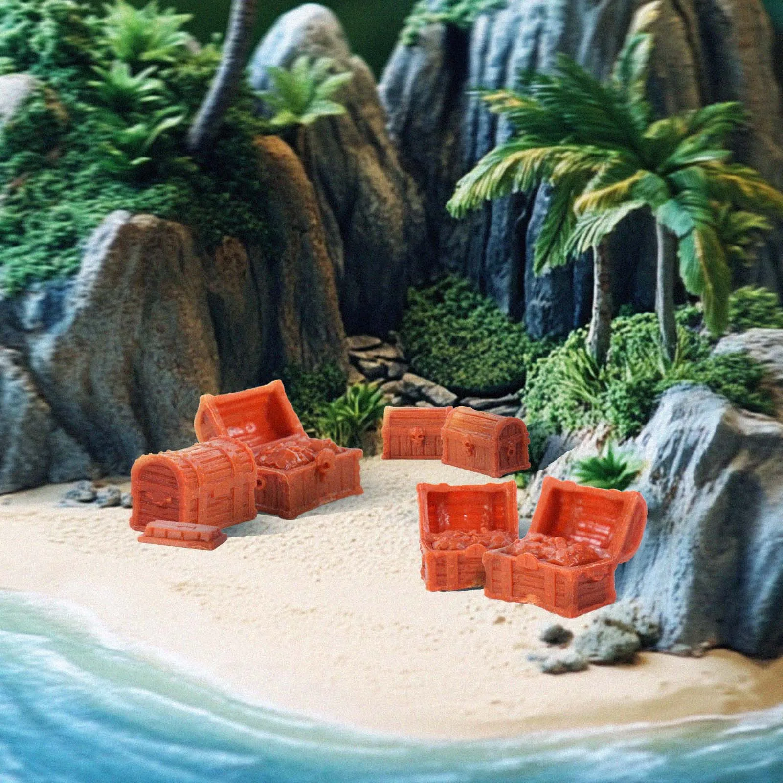 صندوق مجوهرات مصغر، صندوق كنز صغير لزينة بيت الدمية، لعبة مغامرة القراصنة