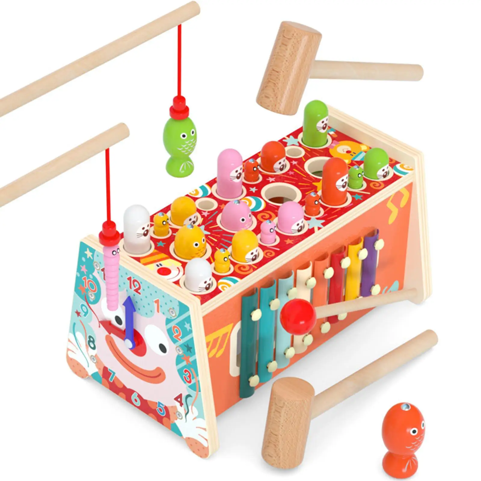 Montessori Baby Magnetisches Angelspiel Frühes Lernspielzeug Feinmotorik Holz Musikalisches Schlagendes Jahr altes Kleinkind