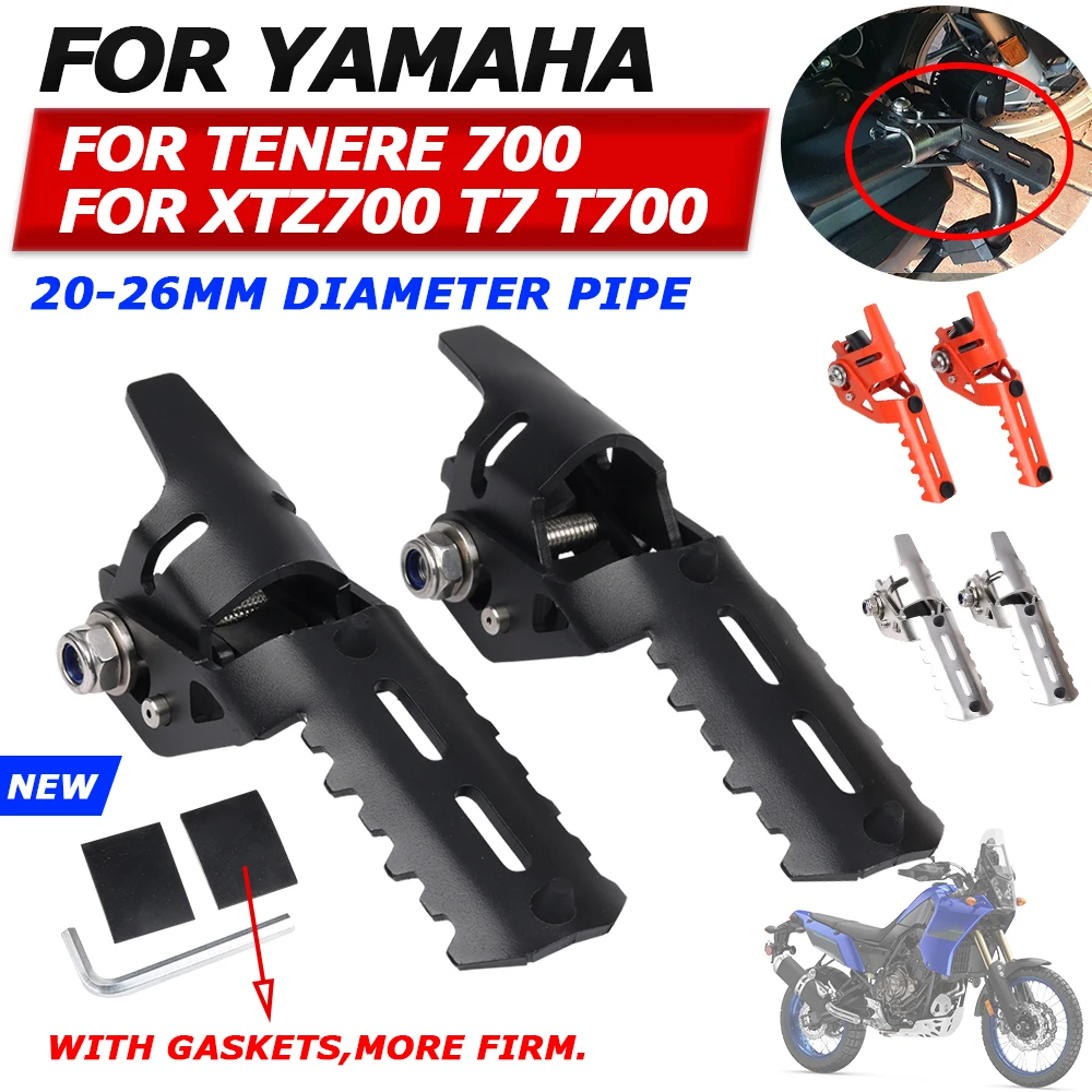 For Yamaha Tenere700 Tenere 700 T7 XTZ 700 XTZ700 Motorcycle Accessories Front Foot Pegs Rests Footrests Clamps Footpegs Pedals