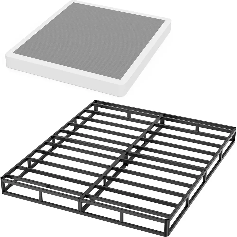 Base de Cama Matrimonial, Perfil Bajo de 7 Pulgadas, Base de Cama Matrimonial con Listones de Acero Resistentes para Colchón, Fácil de Montar