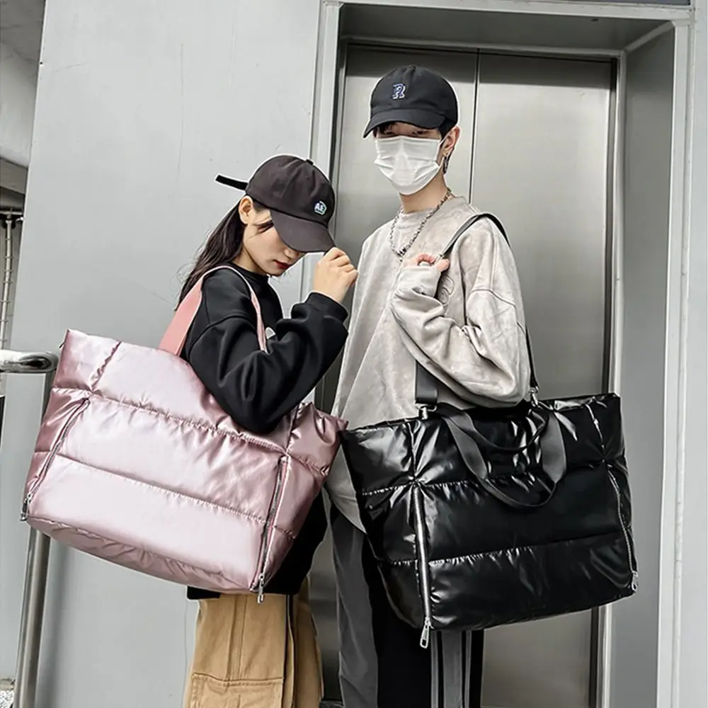 Women\'s Large Capacity Shoulder Bag Waterproof Nylon Bag Women\'s Space Cotton Feather Down Bag Shoulder Strap Large Bag 2024 New