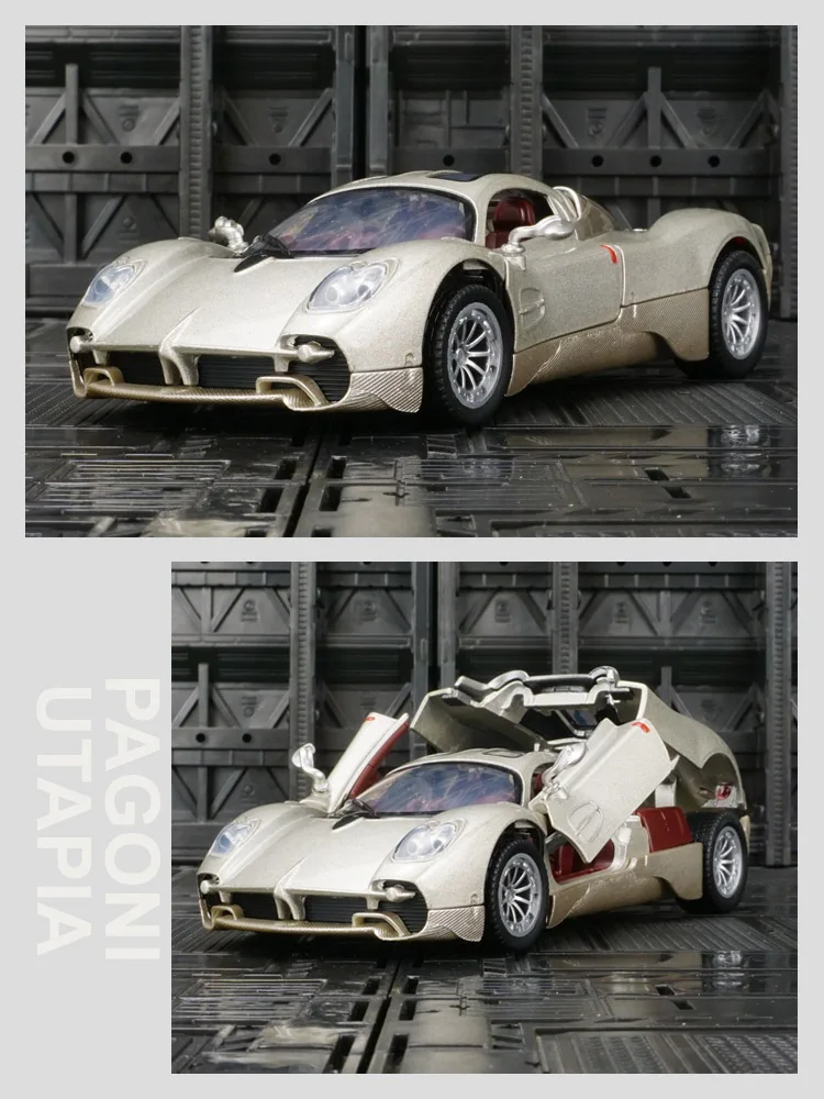 Modèle de voiture de collection Pagani Utopia en alliage, simulation 1:32, portes ouvrables, retour de force, son et lumière, cadeau