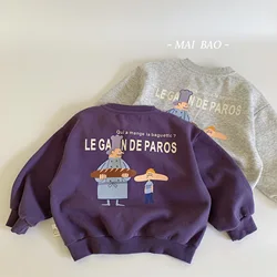 Children Clothes Kids Hoodie 2024 Autumn New Cartoon Print Loose All Match Boys and Girls Letter Fashionable Casual T Shirt Top