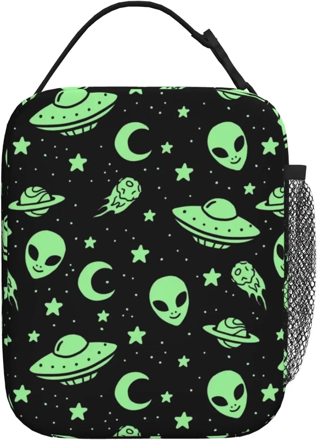 Borsa da pranzo isolata UFO Green Alien Moon-borsa da pranzo portatile riutilizzabile per donna, uomo e bambino