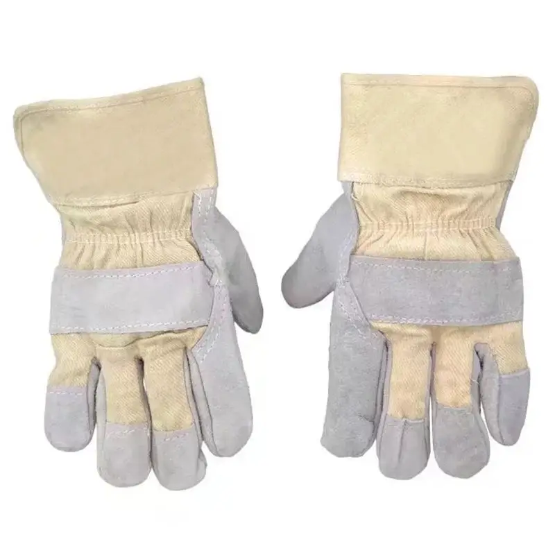 1 pair electric welding gloves high temperature insulation safety wear-resistant fireproof line cowskin weld protector gloves