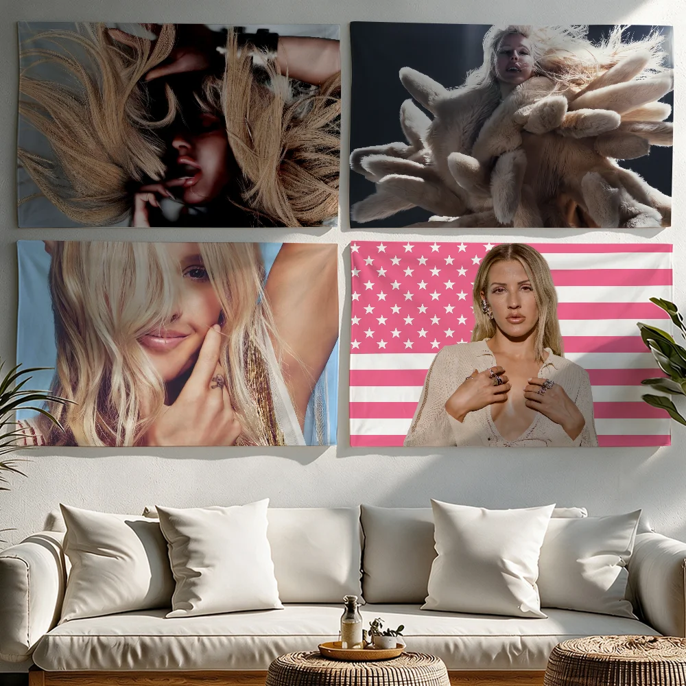 E-Ellie Goulding I Know Too Much flag Tapestries Outdoor Parties Bedrooms Living Rooms Dorm Rooms Wall Decor Banners Gifts