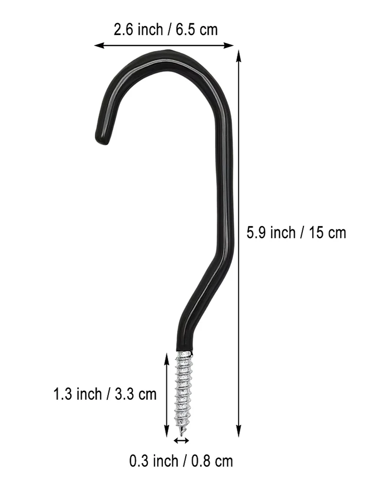 3-12Pcs Heavy Duty Bike Hook Black And Red Multi Purpose Metal Screw Hooks For Ladders  Hoses Ropes Garden Tools  Farmhouse