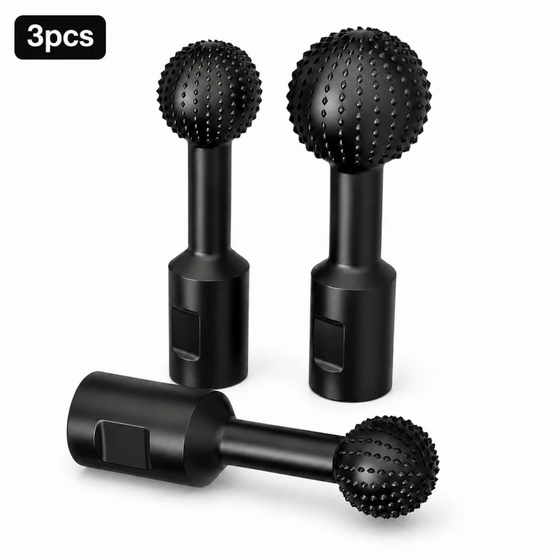 3Pcs Angle Grinder Ball Carving Disc, Spherical Grinding Head Round Gouge Rasp File for Wood Polishing Shaping Tool