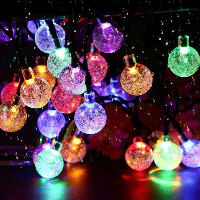 Wedding Party Solar Light Festoon LED Crystal Ball Outdoor Fairy Solar Garland Lamp 2026 Valentine's Day Ramadan Decoration