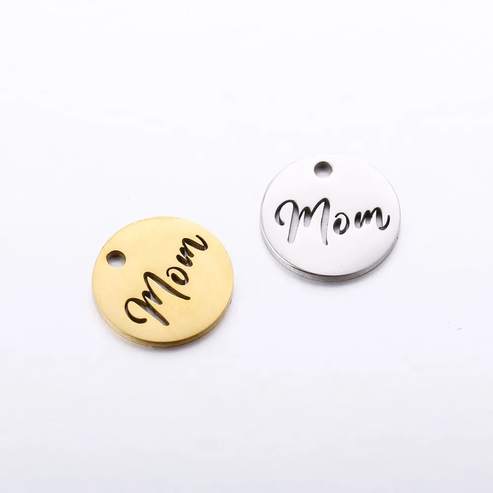 Hollow Mother's Day Gift Necklace Bracelet Accessories Stainless Steel Mom Letter Charms Unique Pendants Mother