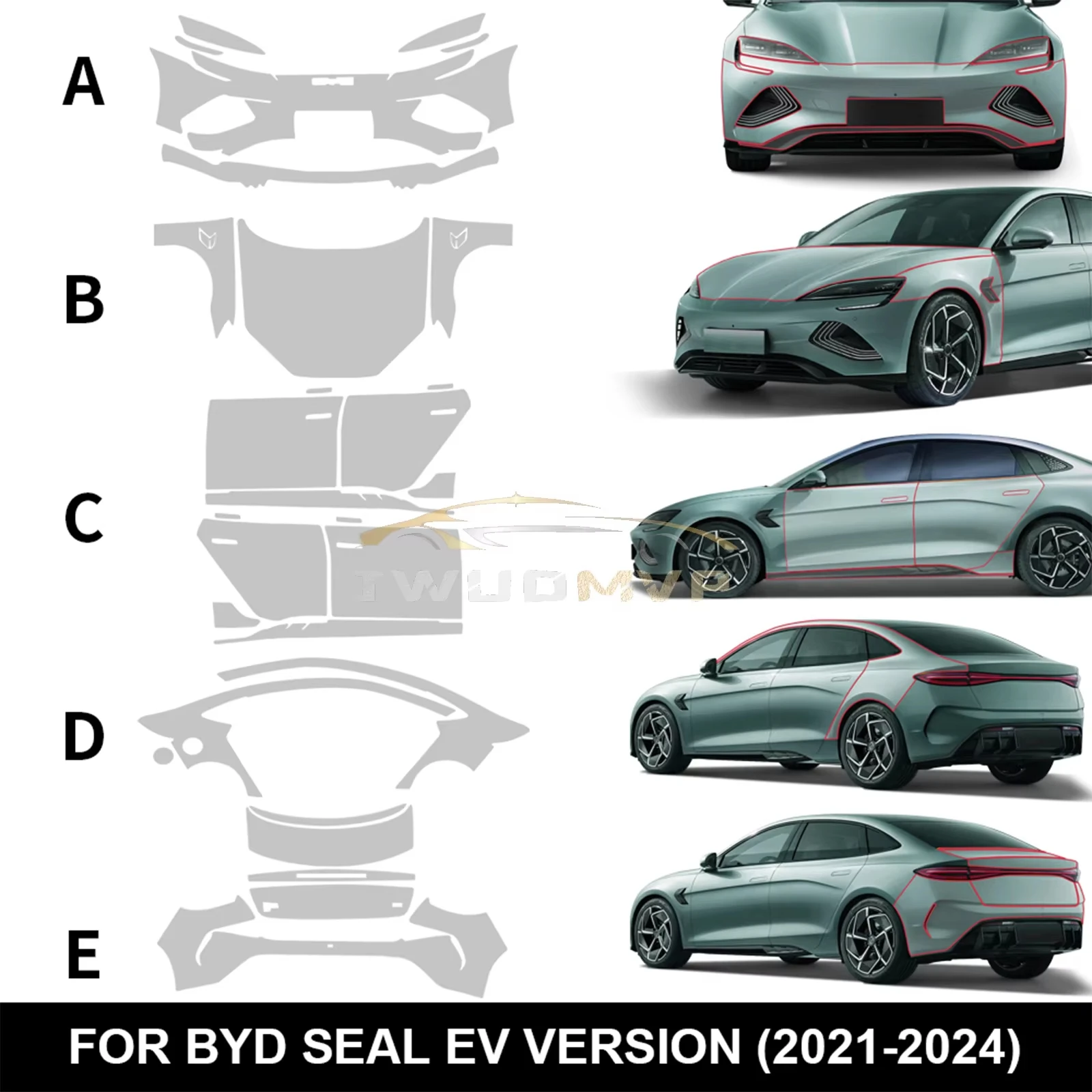 

Защитная пленка для краски из ТПУ, наклейка на кузов автомобиля, защитная пленка PPF для BYD Seal EV версии 2021 2022 2023 2024, аксессуары против царапин