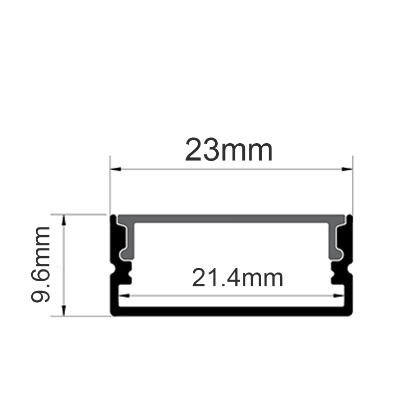 LED Extrusion Strip For 23x9.6mm U Shape Surface Mount Aluminum Profile Cabinet Linear Strip Lights