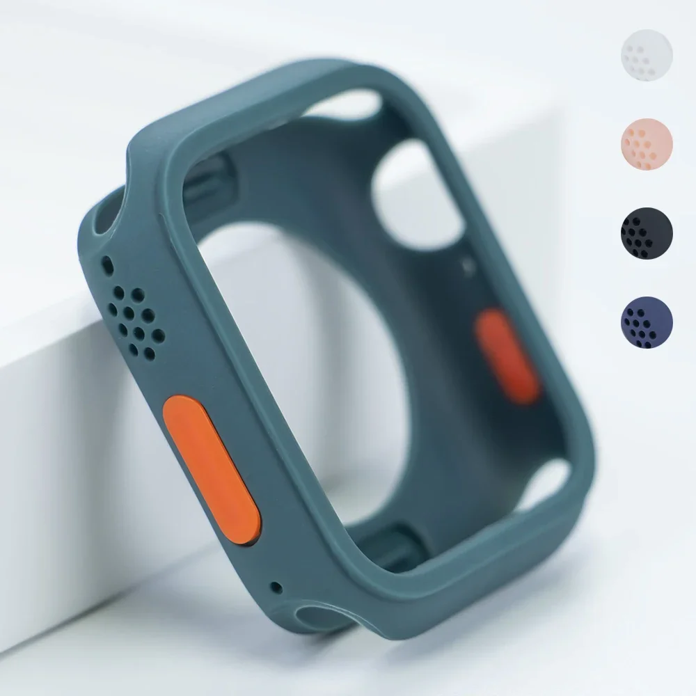 Soft Cover for Apple Watch 9 8 7 45/41mm TPU Case Skeleton Protector for IWatch Series 5 6 Se 4 44mm 40mm Change To Ultra2 49mm