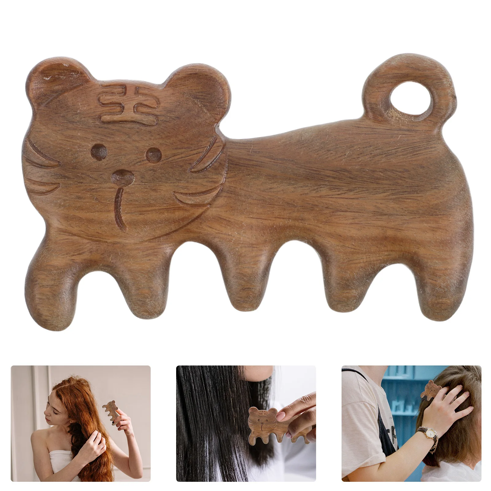 

Sandalwood Wooden Scalp Comb Tiger Shape Scalp Massage Tool Head Massager Portable Relaxation Massage Tools for Home