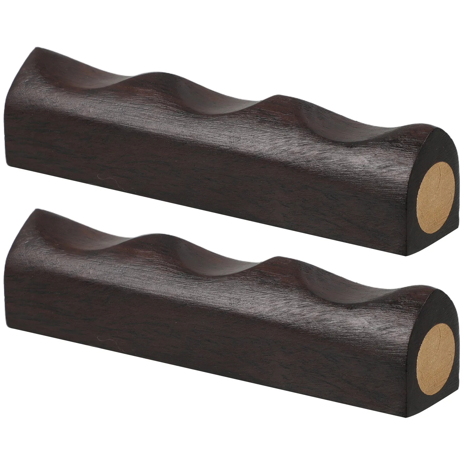2Pcs Elegant Copper Inlay Calligraphy Brush Holder Minimalist Wood Brush Rest Stand for Chinese Ink Painting Writing Art Studio