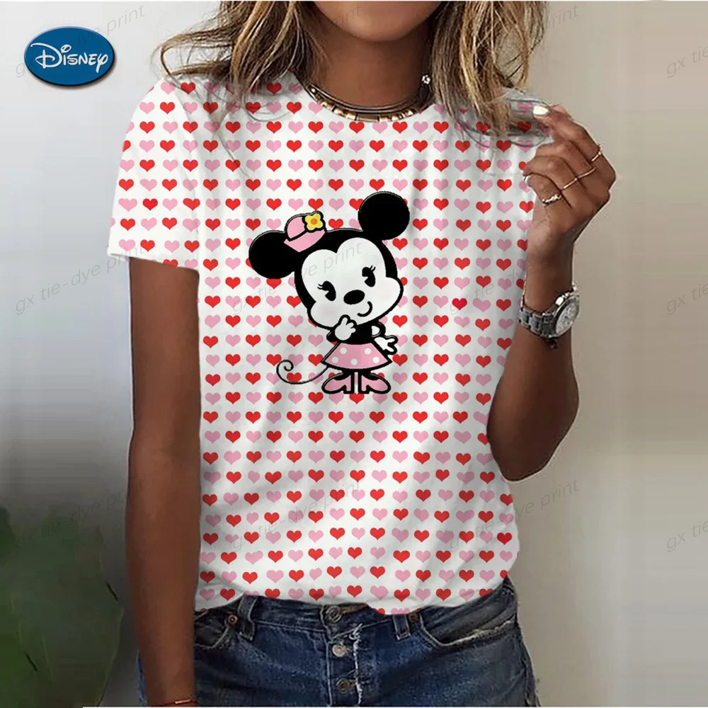 Disney Mickey Mouse Summer T Shirt for Women mother and daughter T-shirt Round Neck Clothes Pulovers Top Graphic T Shirts