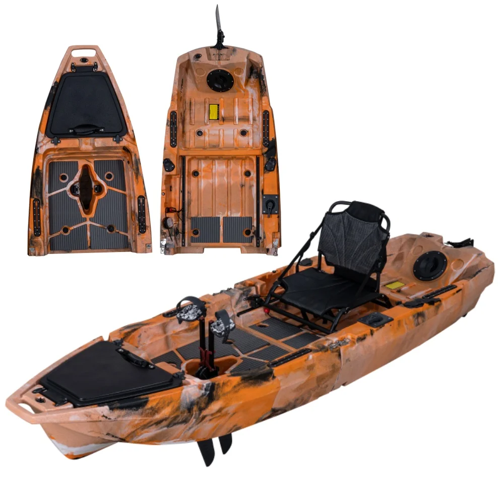 

Модульный прочный пластиковый рыболовный каяк из ПЭВП, двухсекционный каяк с педальным приводом длиной 3 м для водных видов спорта