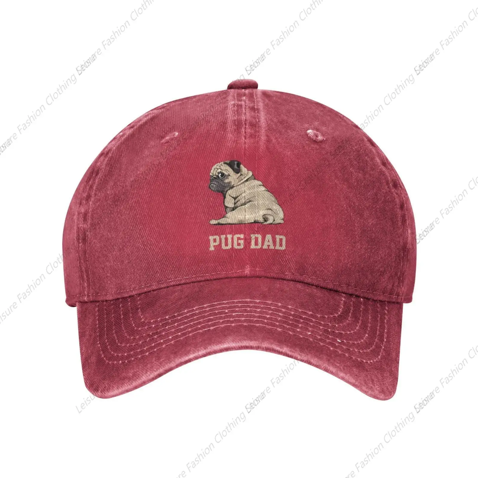 

Pug Dog Dad Cute Adjustable Washed Denim Cotton Low Profile Men’s Trucker Hat Fitted Baseball Ball Cap for Men Unisex