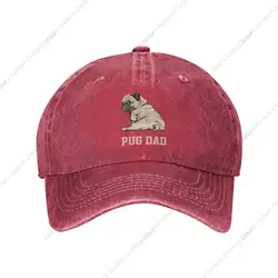 Pug Dog Dad Cute regolabile Denim lavato cotone basso profilo cappello da camionista da uomo aderente berretto da Baseball per uomo Unisex