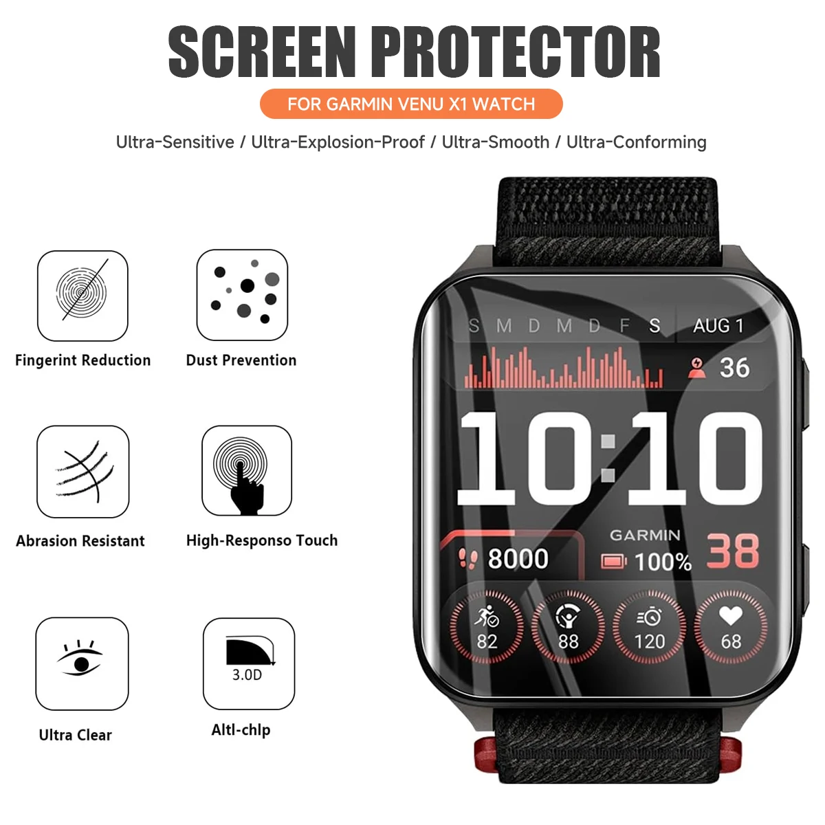 1-5PCS Anti-scratch Composite Film For Garmin Venu X1 Full Screen Protector For Garmin Venu X1 Clear Protective Films