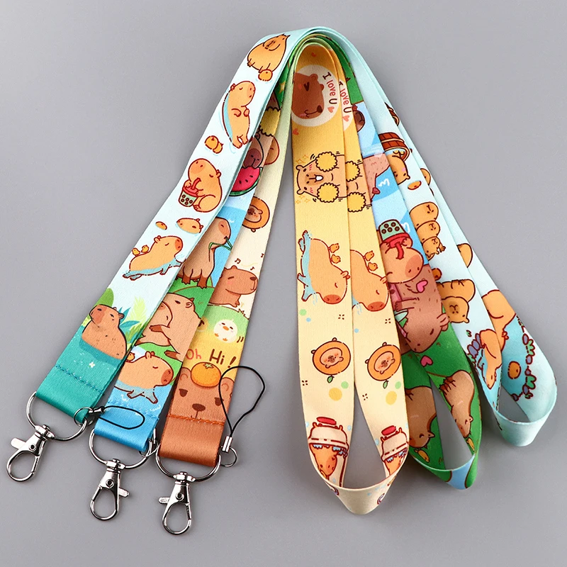 

1PC Mobile Phone Charm USB Badge Hang Rope Lariat Accessories Cute Cartoon Capybara Neck Strap Lanyard For Key Keychain