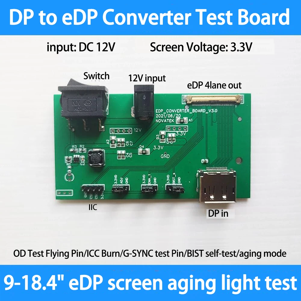 DP to eDP direct connection board aging converter board test board 40P LCD screen driver board BIST test screen tool G-SYNC ICC