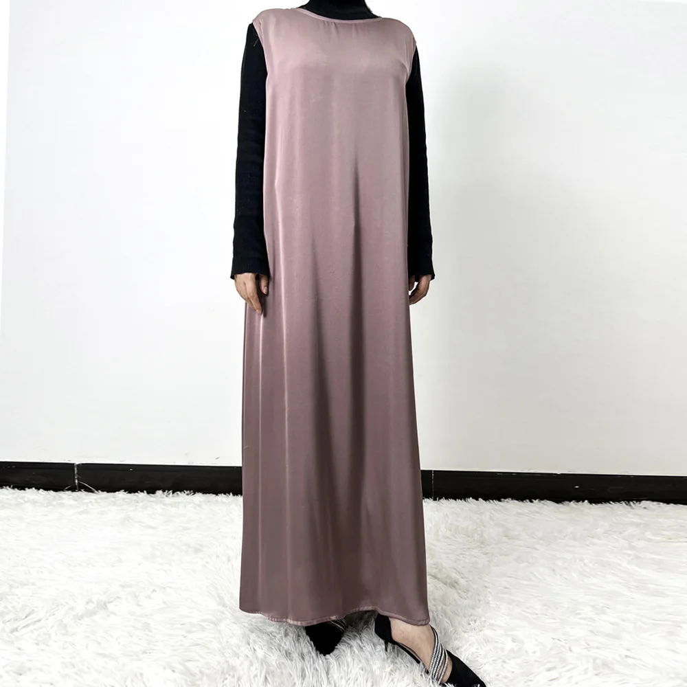 

New Sleeveless Maxi Dress Women Muslim Shiny Loose Under Abaya Turkey Kaftan Dubai Party Gown Islam Clothing Arabic Robe Caftan