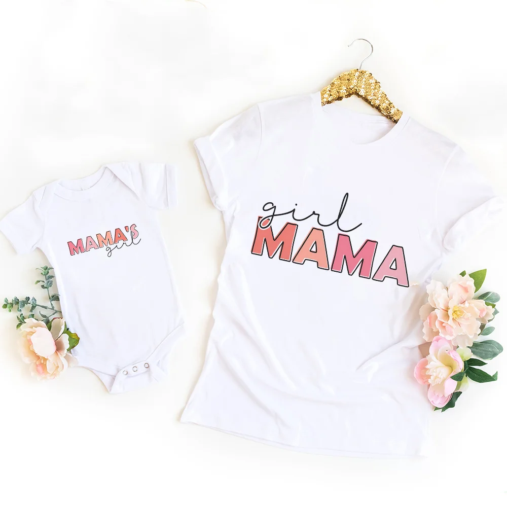 Girl Mama Mama's Girl Matching Shirt Mommy's Tee Baby Romper New Mom Gift Mommy and Daughter Matching Family Look Outfits