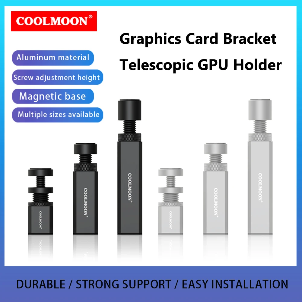 COOLMOON Graphics Card Bracket Telescopic Spiral Video Card Holder Magnetic Base Anti Scratch Non-slip for ATX/M-ATX/ITX Chassis