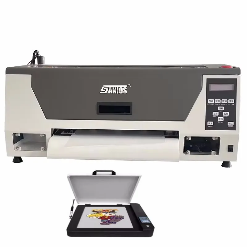 Desktop A3 DTF printer single XP600 printhead CMYK+White printing low cost shaking machine automatic drying function