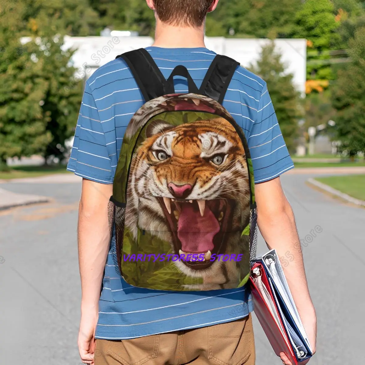 Fierce Tiger Roars Realistically Backpack Student BookBag Kids School Bag Laptop Shoulder Bags for Men Women