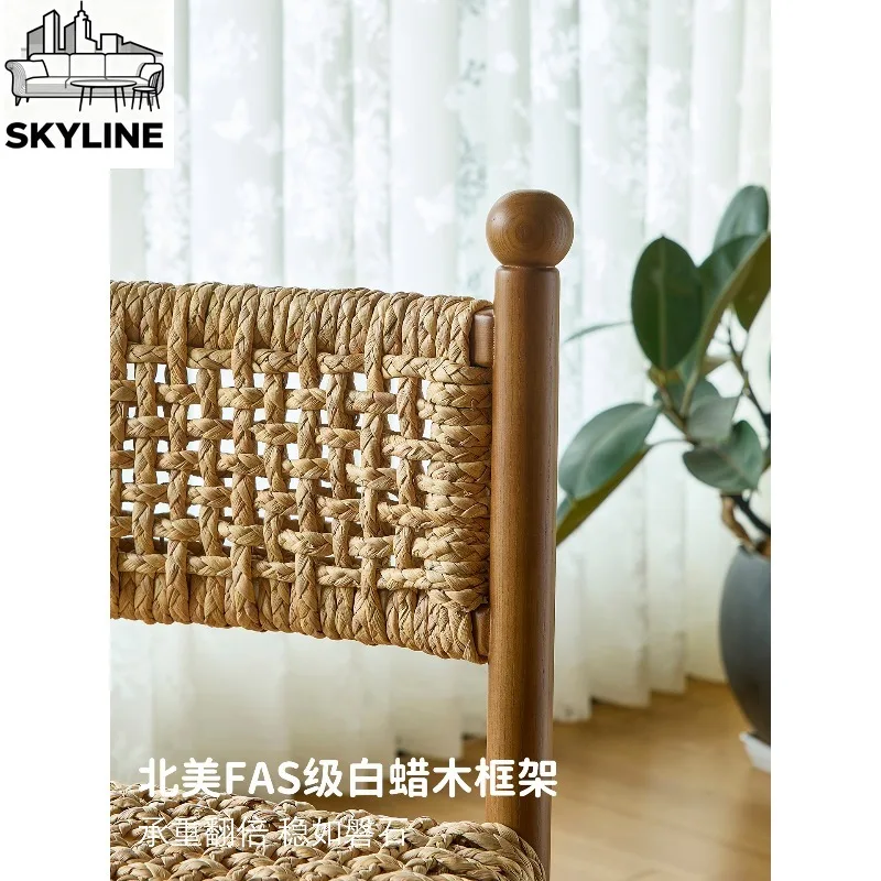 Medieval Rattan Solid Wood Armchair, Retro Designer Leisure Chair for Homestay