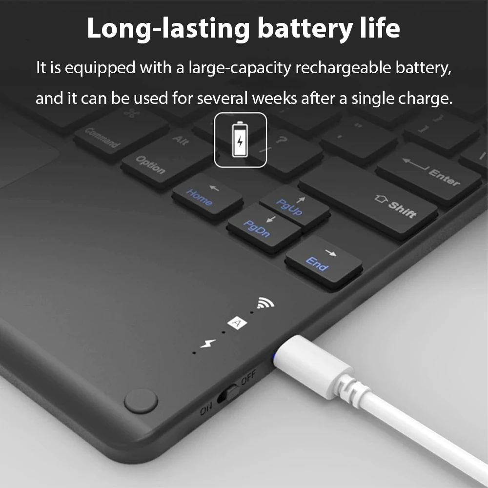 لوحة مفاتيح لاسلكية لجهاز iPad مع لوحة لمس لهاتف Xiaomi Samsung Huawei Android iOS Windows للهاتف اللوحي والكمبيوتر المحمول ولوحة مفاتيح بلوتوث