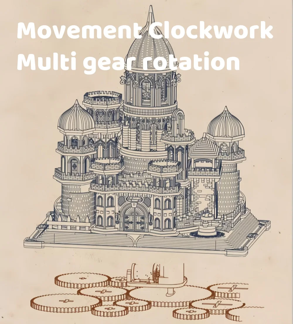 944Pcs 3D Wooden Puzzles DIY Mechanical Wooden Wide Model Kit for Adults Teens 14+Years Puzzle Enthusiasts Box Enchanted Castle