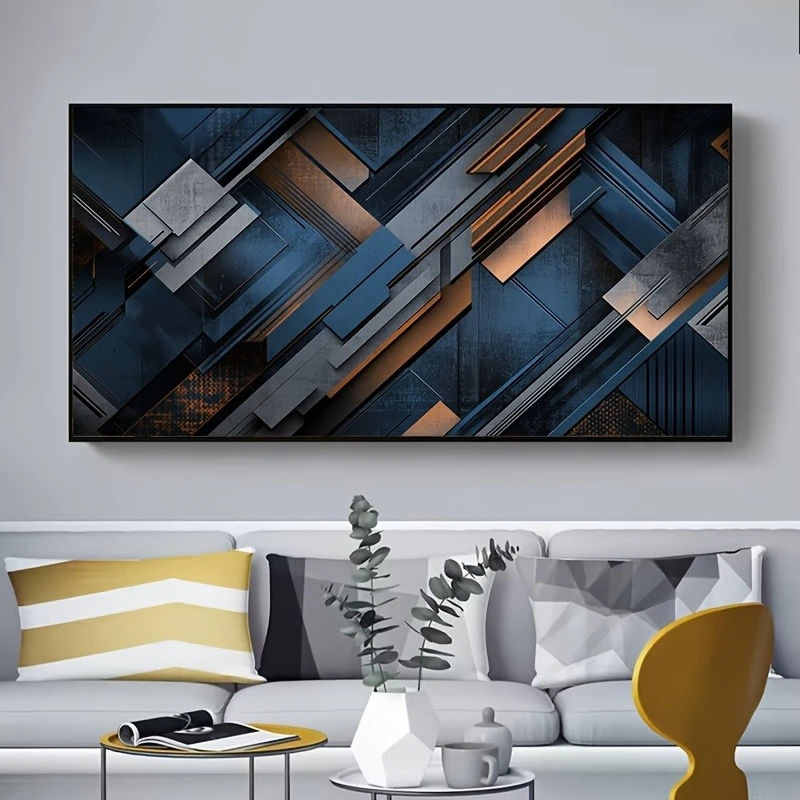 Moderne abstrakte geometrische Posterdrucke Cyan Gold Kreise Kreuz Kunst Leinwand Malerei Wand Kunst Bild für Wohnzimmer Home Decor