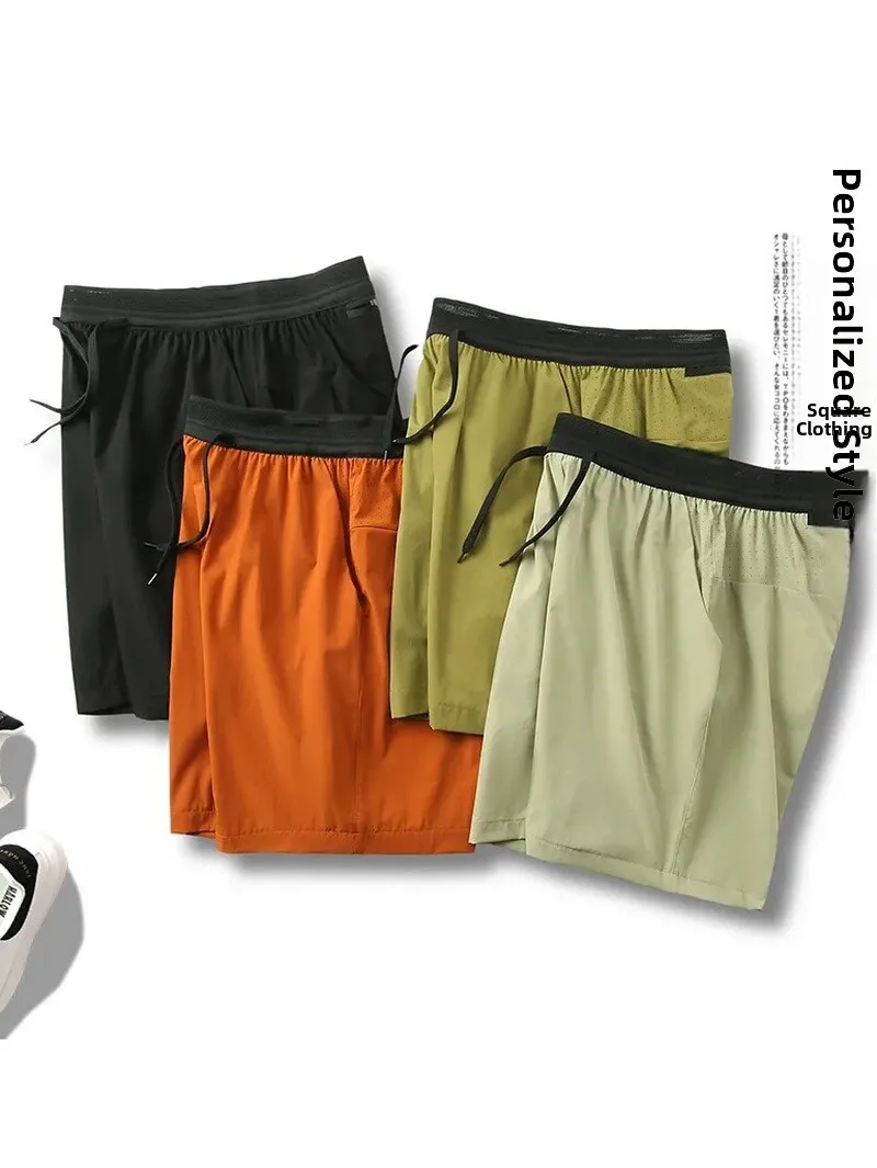 

Summer New Men's Running Sports orts Thin Breathable Waterproof Qui Dry Loose Casual Straight Leg Five-Quarter Pants