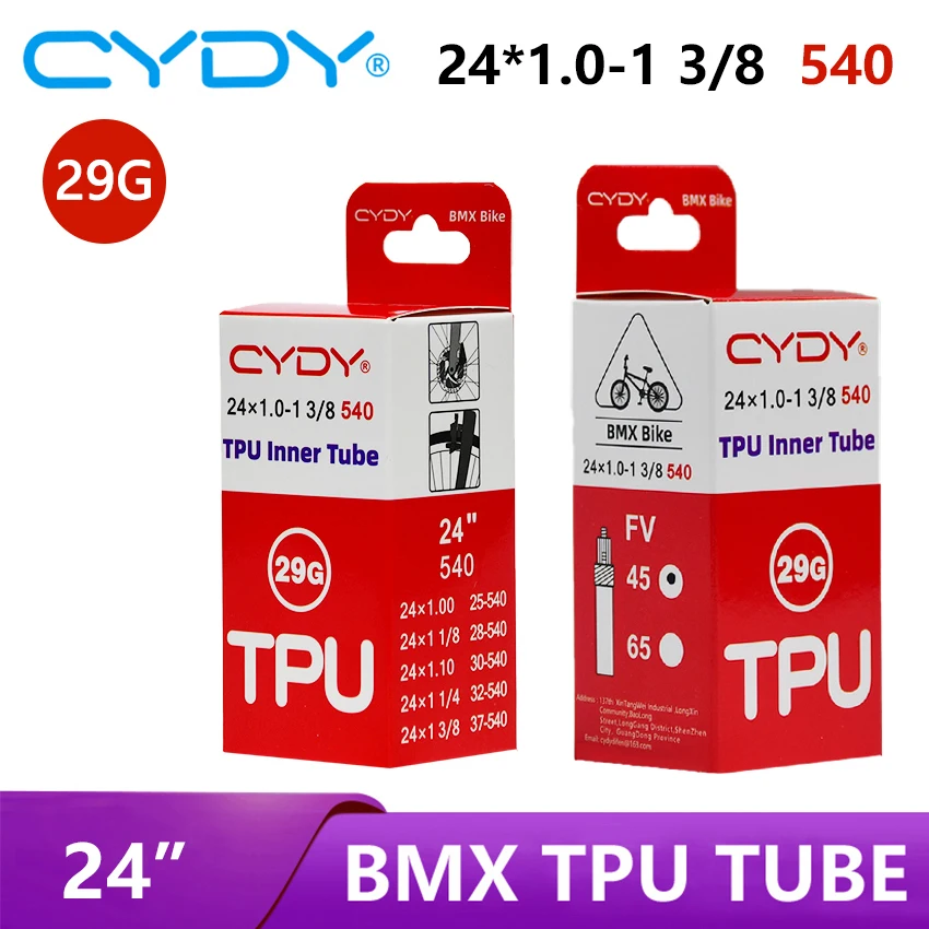 

29G CYDY BMX Велосипедная камера из ТПУ 540 24x1,0 1 1/8 1,1 1 1/4 1 3/8 Шина FV Длина 45 мм/65 мм Шина penu Велосипедные детали
