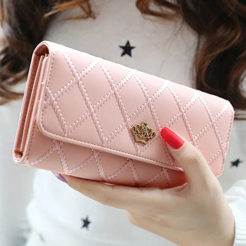 Fashion Long Plaid Women Wallet With Coin Pocket Phone Bag Ladies PU Leather Purse Money Bag For Female Card Holder