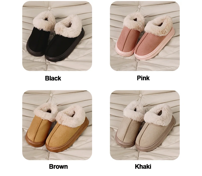 Verdickte warme Plüsch-Schneestiefel für Damen, Winter 2022, flauschige Kunstpelz-Baumwollschuhe, Damen, dicke Sohle, rutschfeste Komfort-Hausschuhe – Detail 8