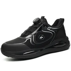 Waterproof Men Safety Shoes Steel Toe Sneakers Rotated Buckle Puncture Proof Work Safety Boots Work Shoes Platform Boots