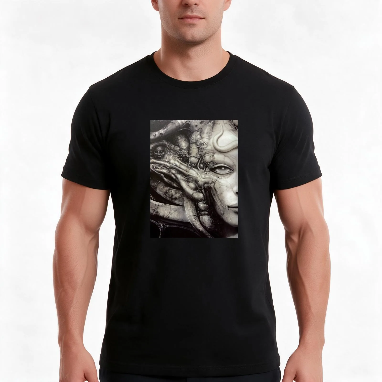 H.R. Giger - Li (Detail) T-Shirt, Summer Casual Cotton Tee, Oversized Streetwear Tops, Vintage Graphic Print, Unisex Men Women