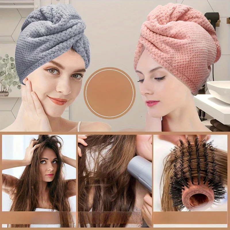 Ultra-Absorbent Microfiber Hair Towel, Safe for Curly, Spiral & Wavy Hair Textures, Soft Non-Frizzy Quick-Drying Portable