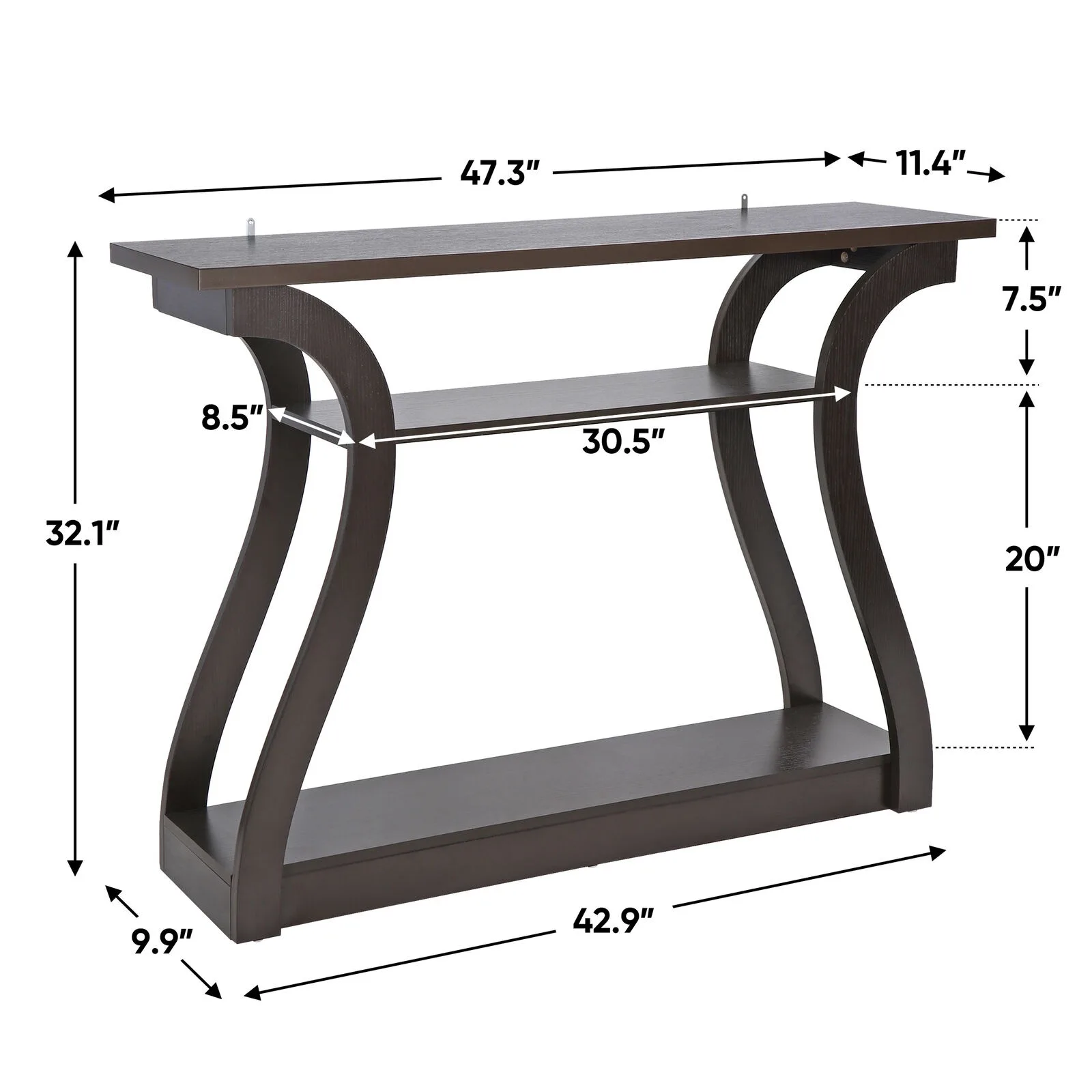 Imagem -02 - Eua Console Mesa Console Moderno Acento Suporte Lateral Sofá Entrada Exposição de Salão de Armazenamento 47