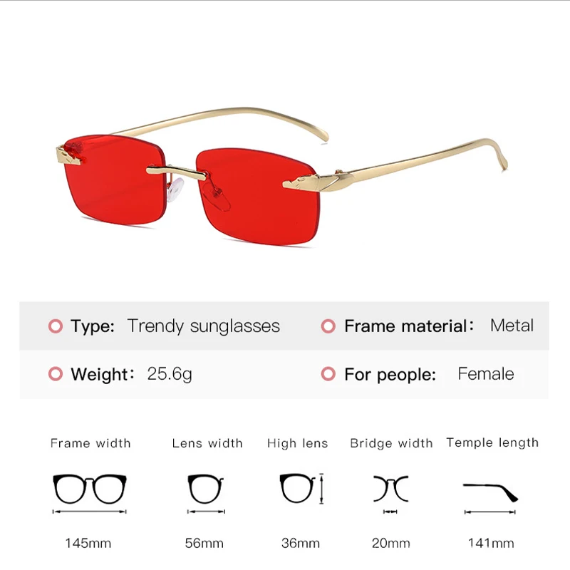 Leopard Head Frameless Cut Edge Fashion Sunglasses Small Frame Stylish New Design Optics for Trendy Look