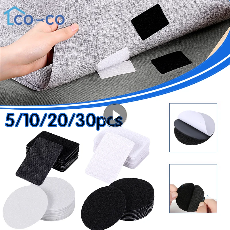 5/10/20/30Pairs Strong Self Adhesive Fastener Dots Stickers Adhesive Hook Loop Tape For Bed Sheet Sofa Mat Carpet Anti Slip Mat