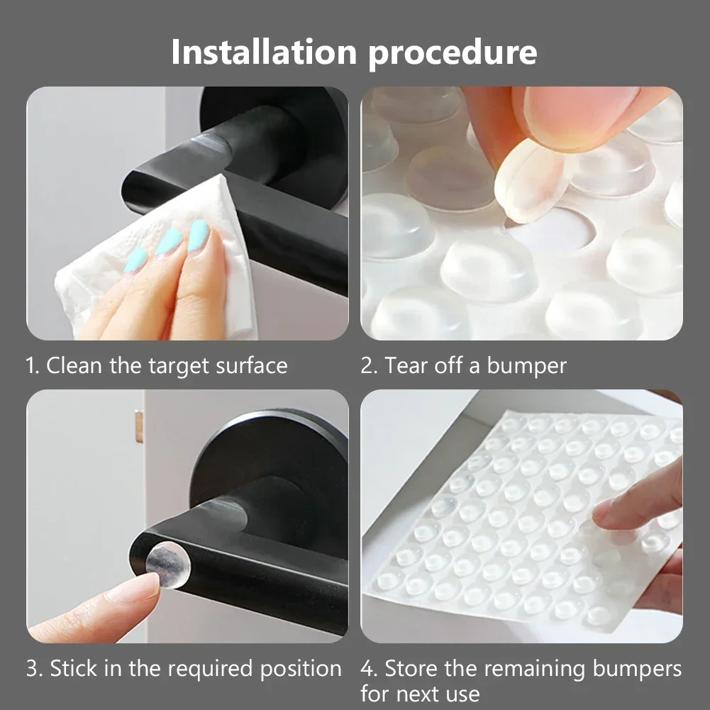 100Pcs Self Adhesive Door Stopper Rubber Damper Buffer Cabinet Bumpers Silicone Furniture Pads Cushion Protective Pads