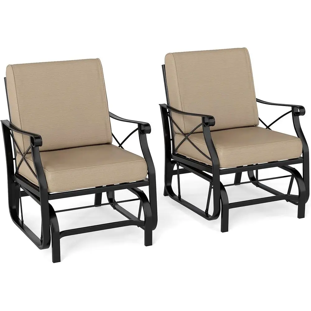 

2-Pack Outdoor Rocking Chairs with Cushions, Glider Swings for Patio, Garden, Lawn
