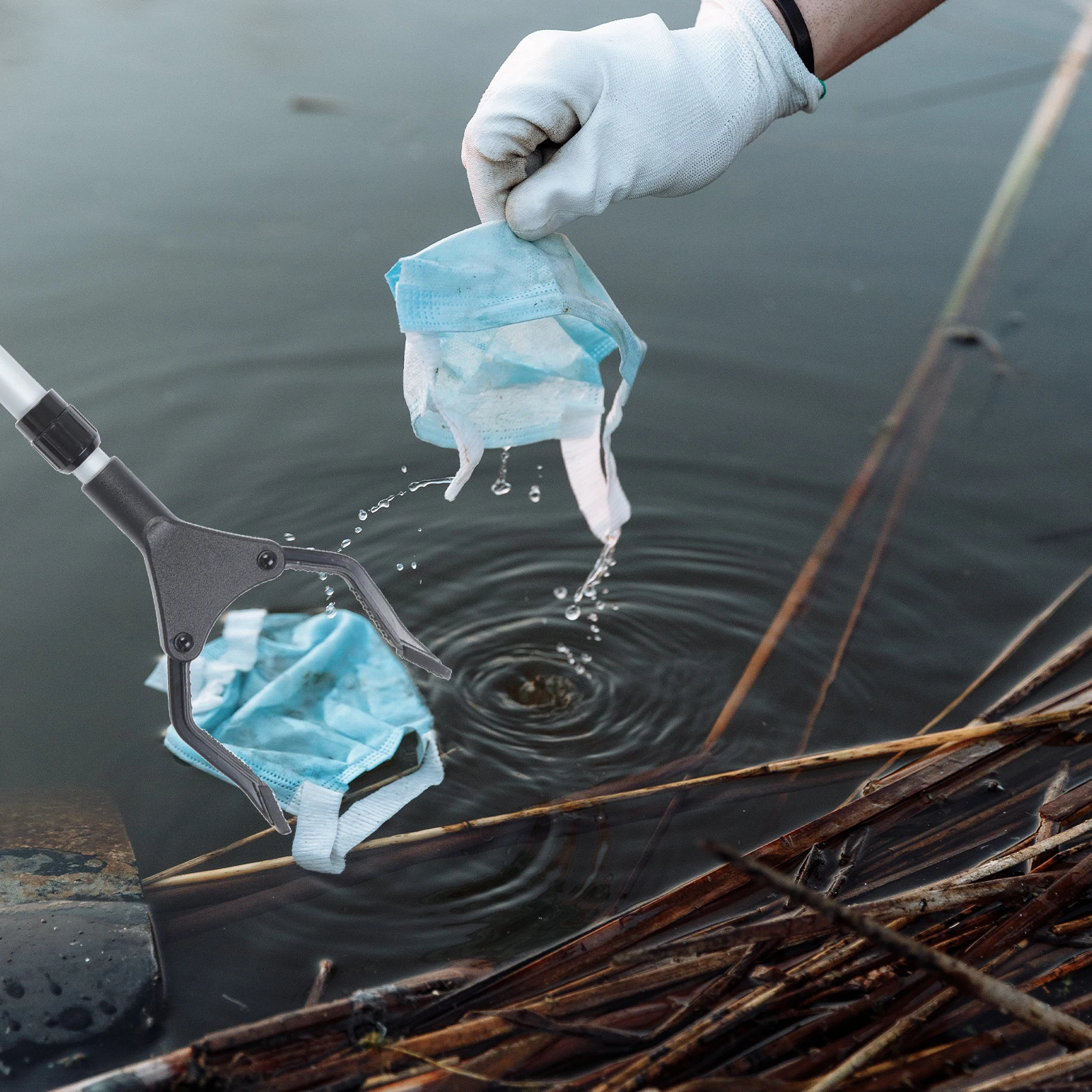 

Garbage Picker 50 8-66cm Aluminum Trash Clamp Rubbish Pickup Tool Leaf Clip Garden Cleaning Long Handle Walking Aid